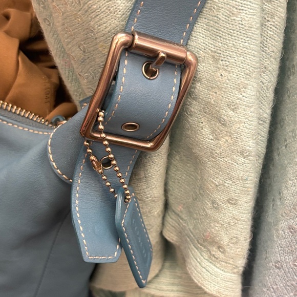 Coach Sky Blue Leather Shoulder Bag - Picture 9 of 11